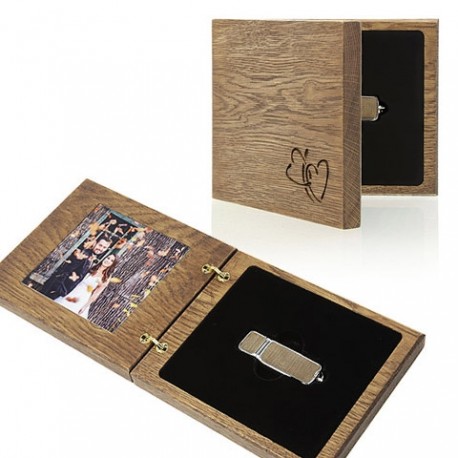 Luxury Wood - Pendrive+Photo "Our Wedding" Case.